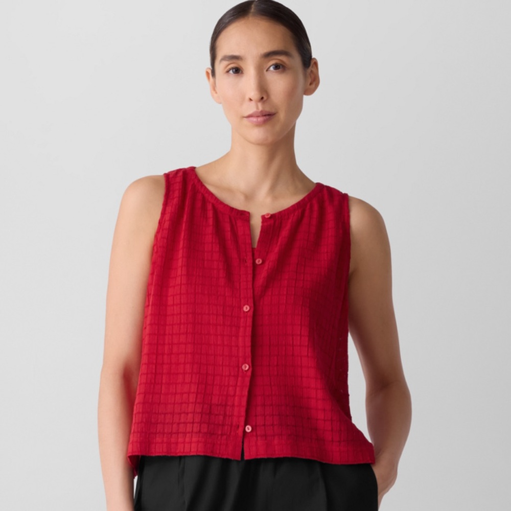 Organic Cotton Voile Box Vest Eileen Fisher